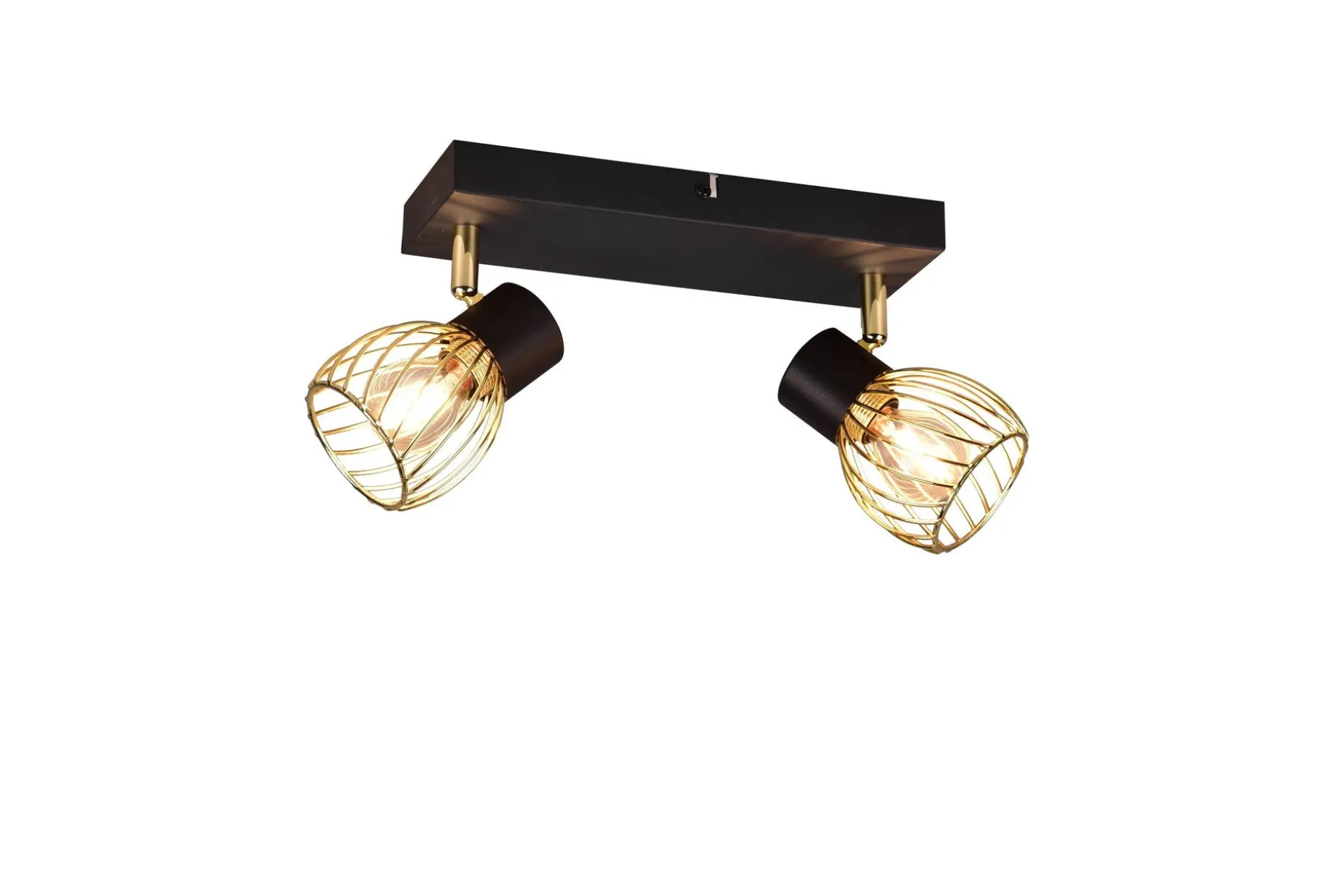 Trio Lighting Ardon Spotlight 2L E14 matt svart/ polert messing