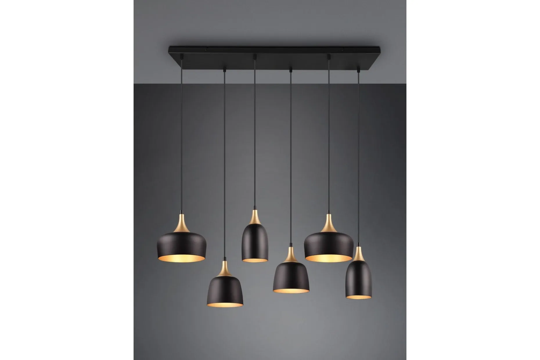 Trio Lighting Chiraz Taklampe 6L E27 Matt Svart/Matt Messing