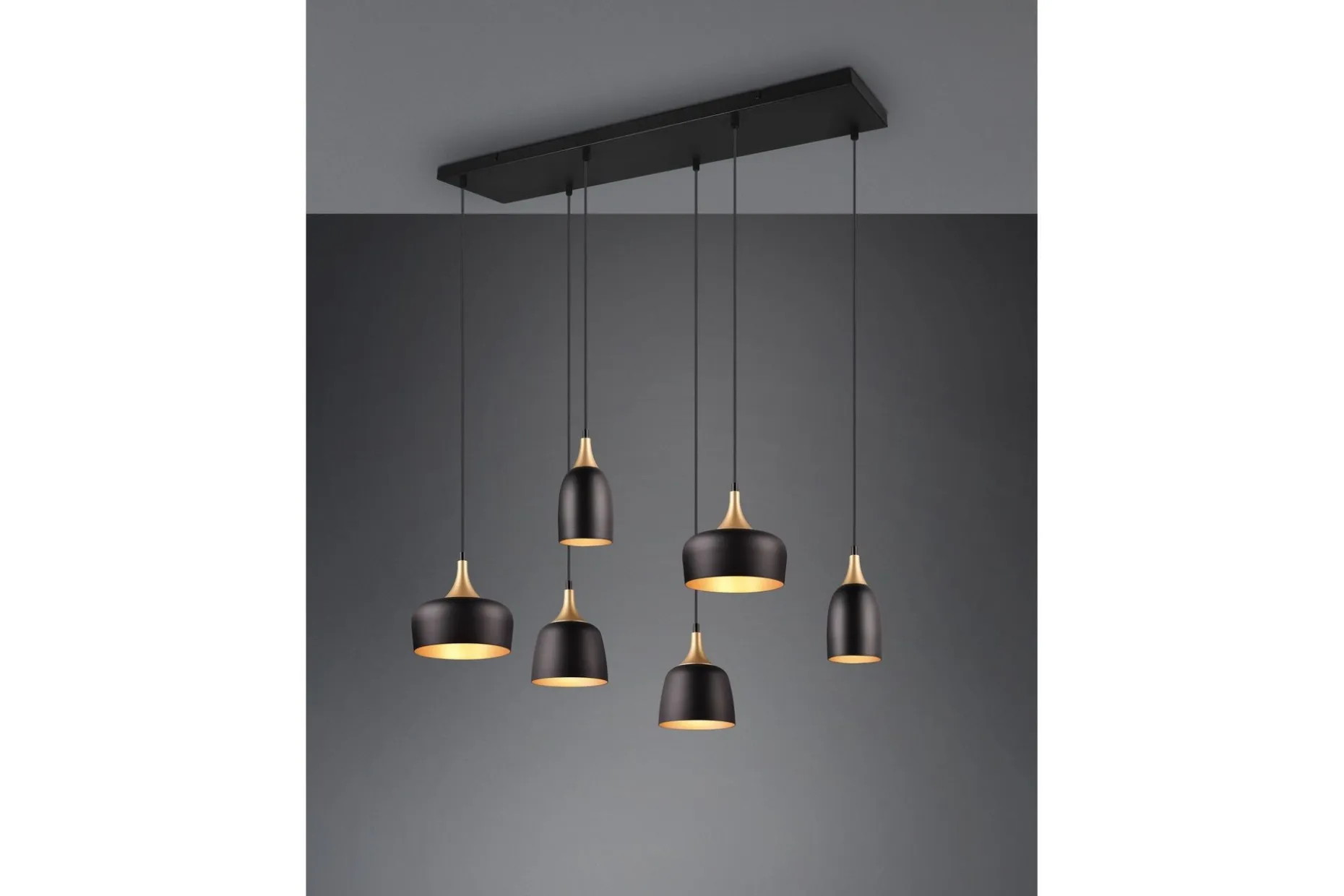 Trio Lighting Chiraz Taklampe 6L E27 Matt Svart/Matt Messing