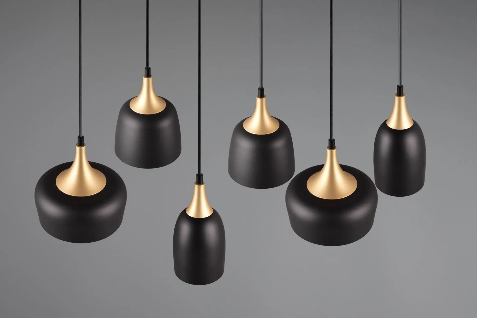 Trio Lighting Chiraz Taklampe 6L E27 Matt Svart/Matt Messing