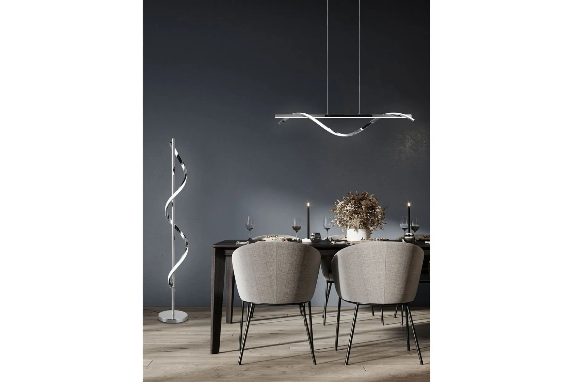 Trio Lighting Isabel LED Taklampe Krom 4000K