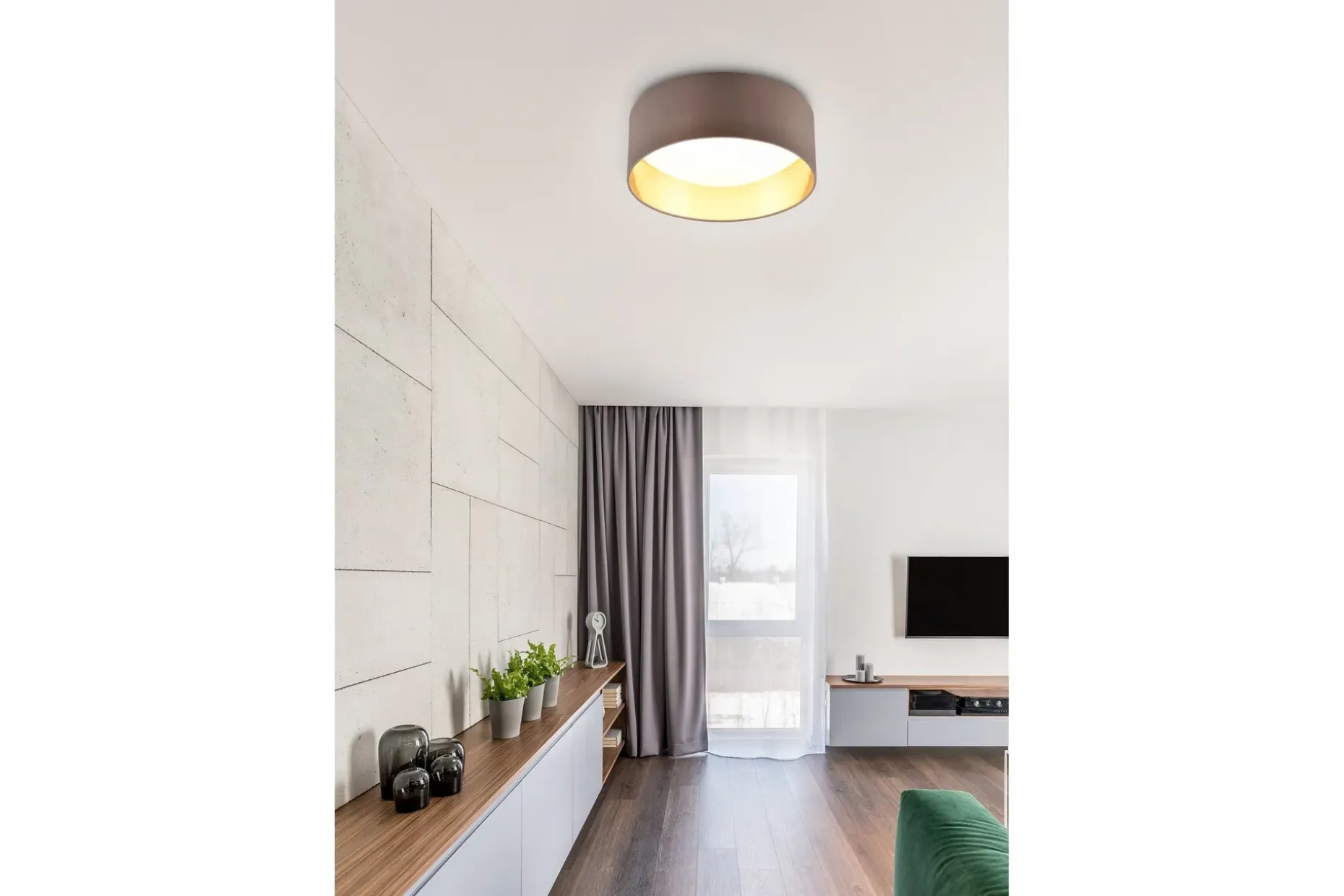 Trio Lighting Locarno LED plafond 28 cm greige