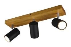 Trio Lighting Marley spot 3L GU10 matt svart/tre