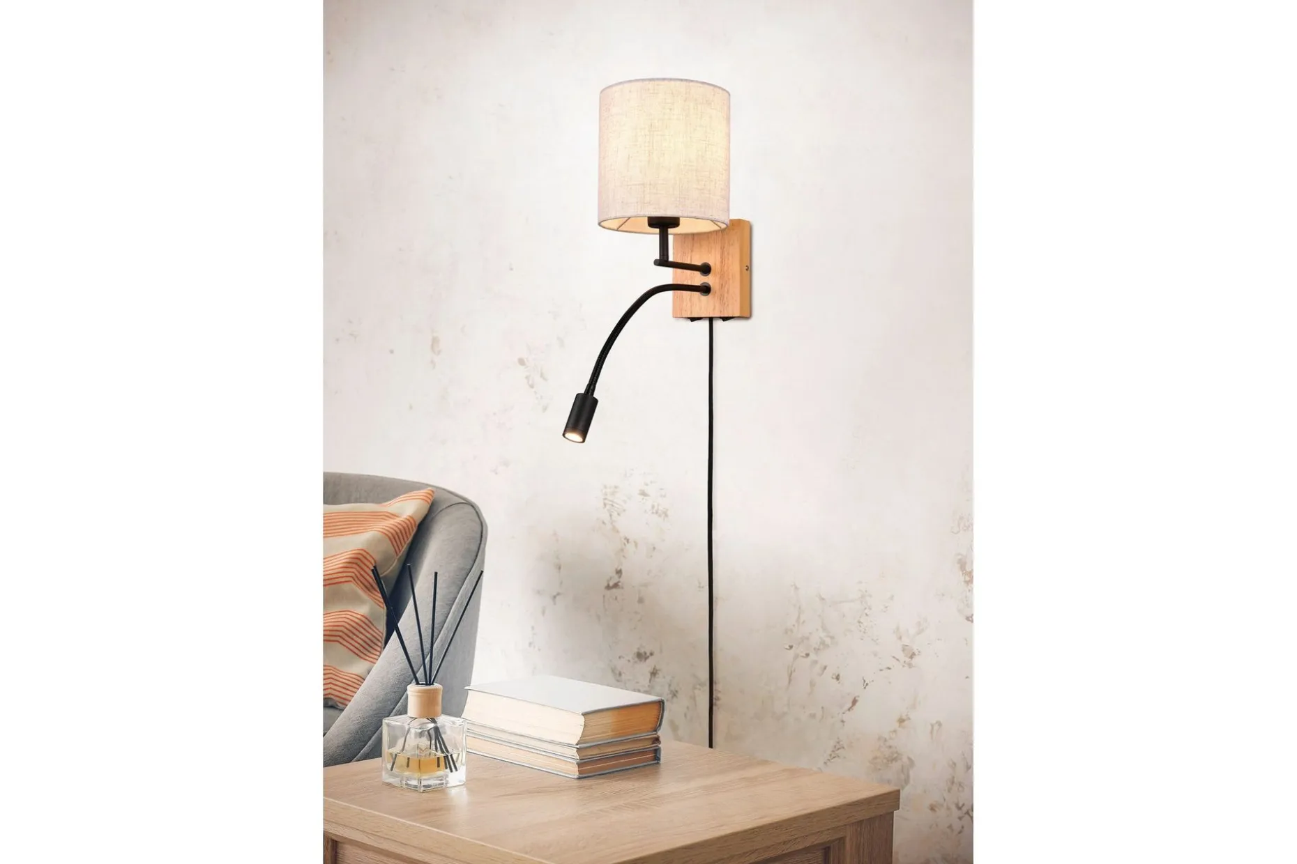 Trio Lighting Nilam Vegglampe m. Leselampe 18 cm LED + E27 tre