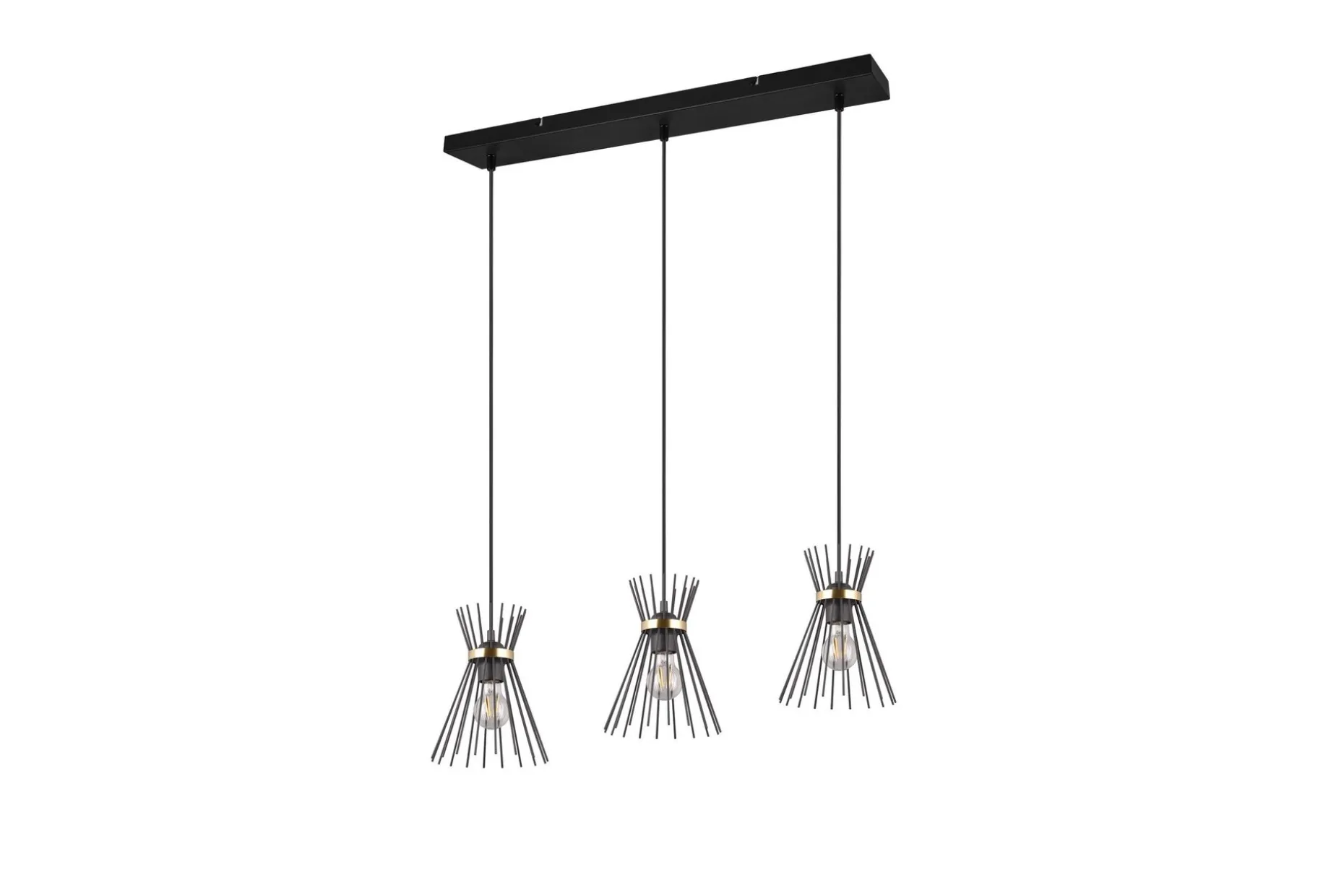 Trio Lighting Rod taklampe 3L E27 svart/gull