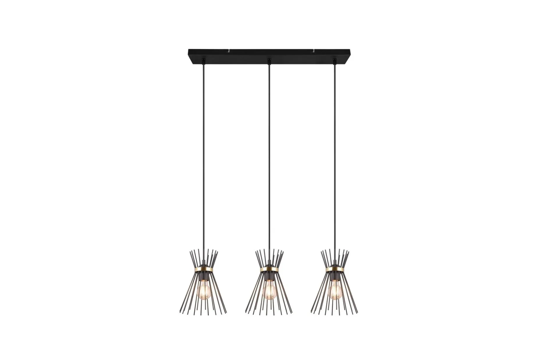 Trio Lighting Rod taklampe 3L E27 svart/gull