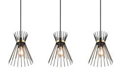 Trio Lighting Rod taklampe 3L E27 svart/gull