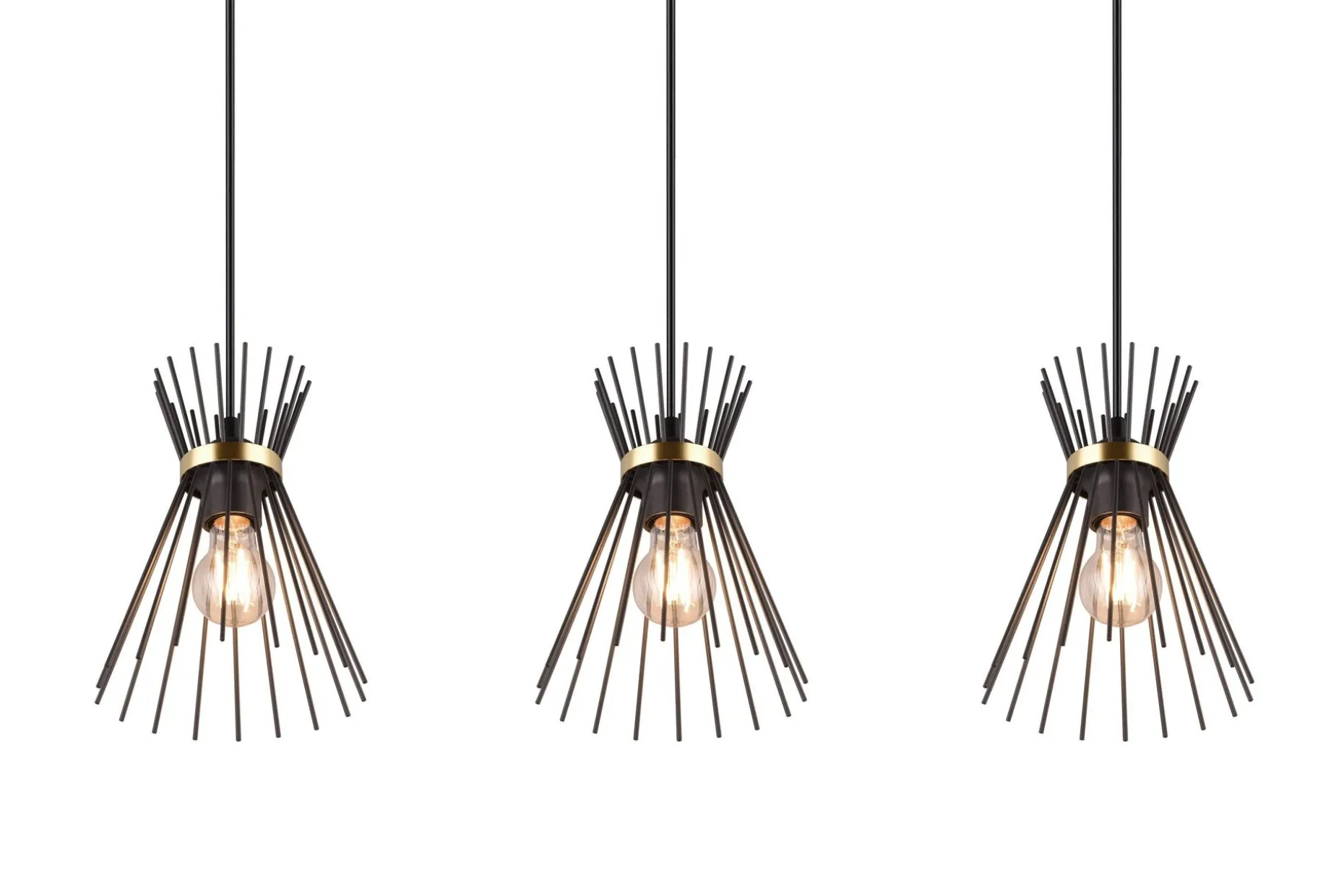 Trio Lighting Rod taklampe 3L E27 svart/gull