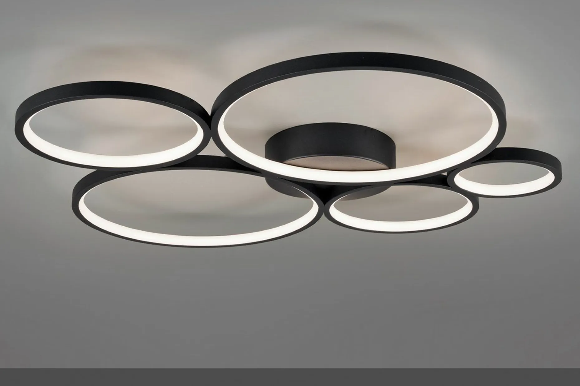 Trio Lighting Rondo LED plafond matt svart 5L