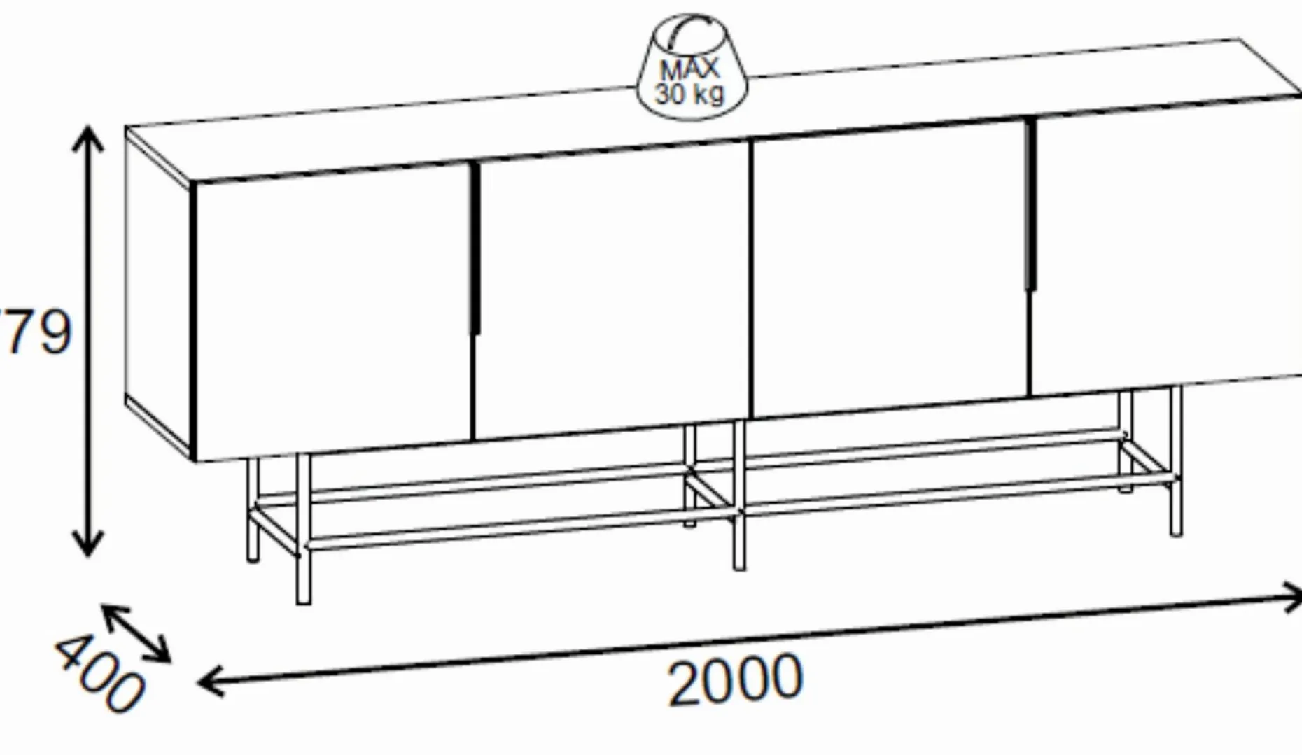 Truvia Konsoll 200x77,9x40 cm