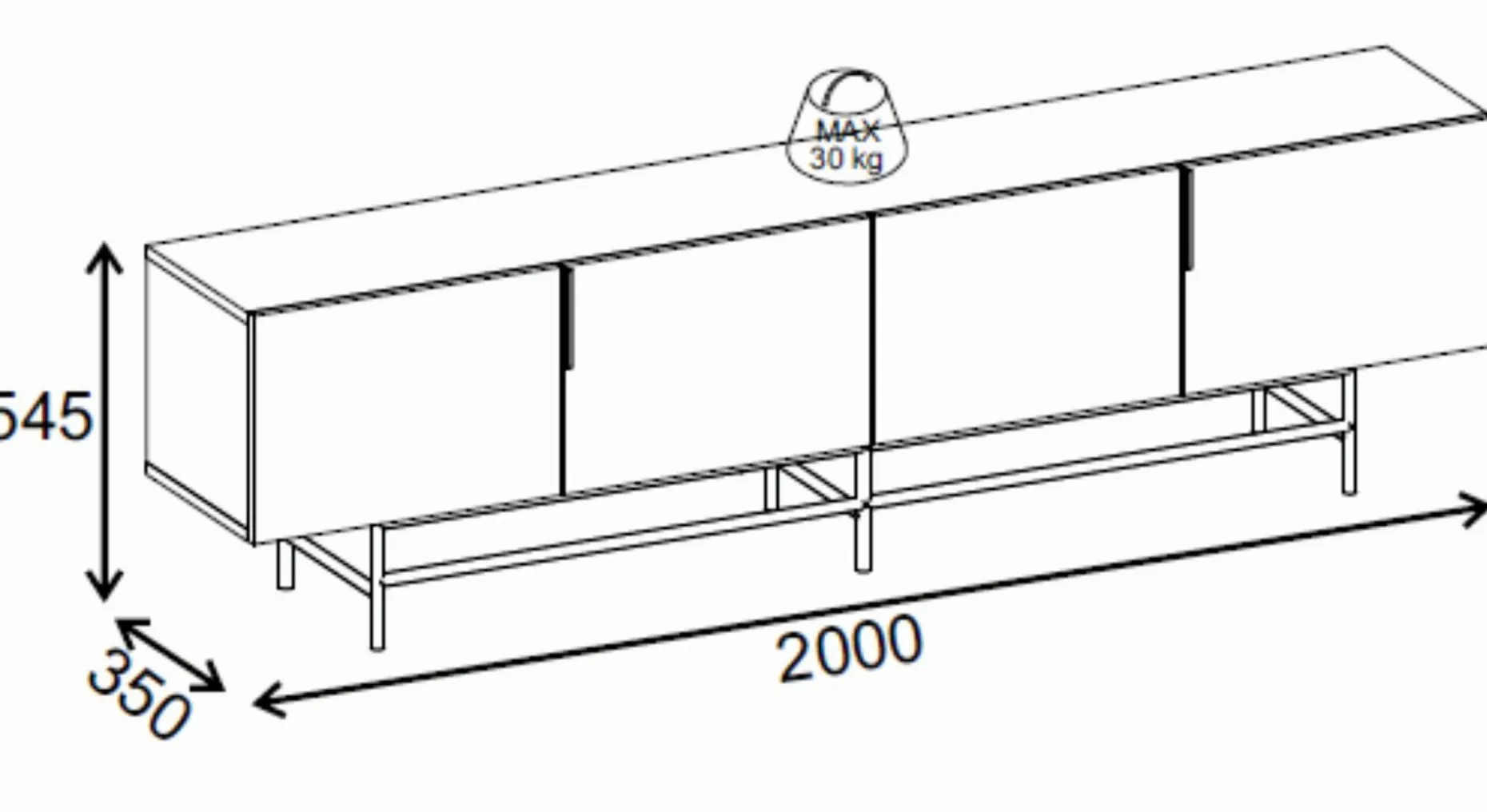 Truvia TV-benk 200x55x35 cm