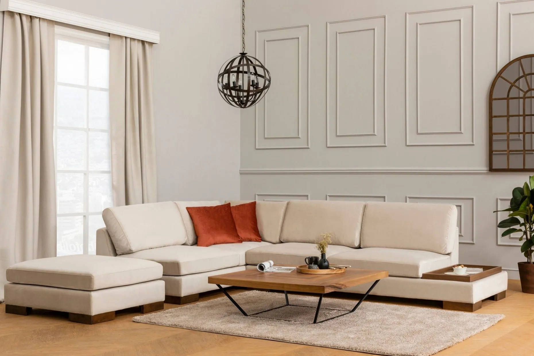 Tulima Sofa med Sjeselong m Krakk Venstre