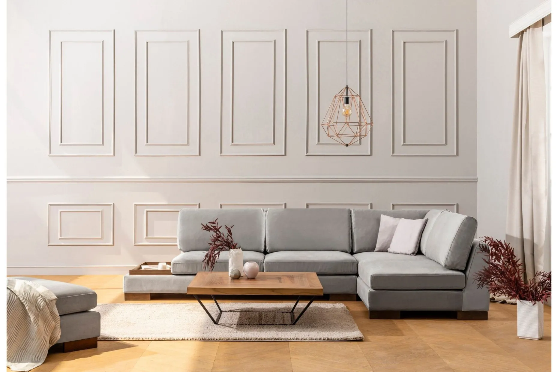 Tulima Sofa med Sjeselong m Krakk Høyre