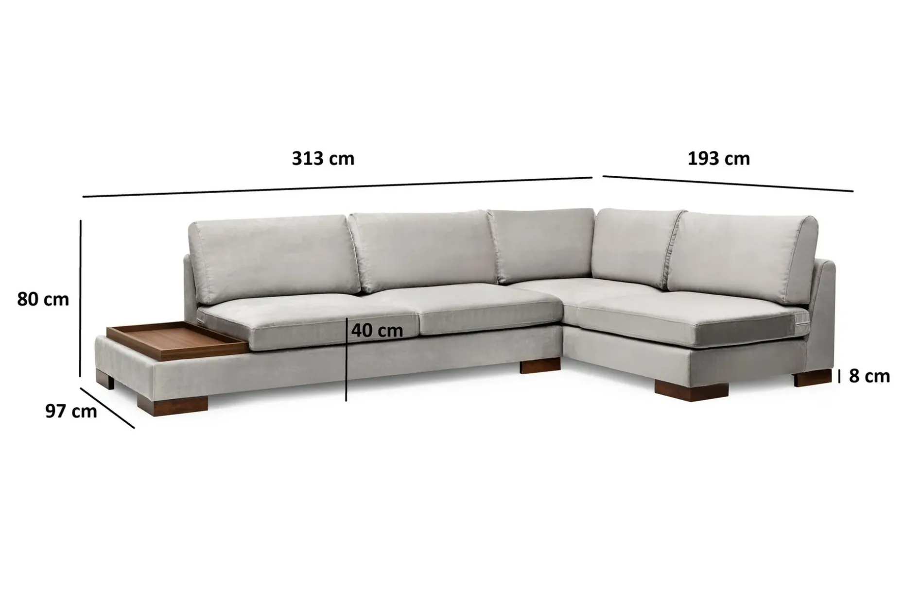 Tulima Sofa med Sjeselong m Krakk Høyre