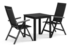 Tunis utendørs cafésett 70x70 cm med 2 Monaco Light regulerbare stoler