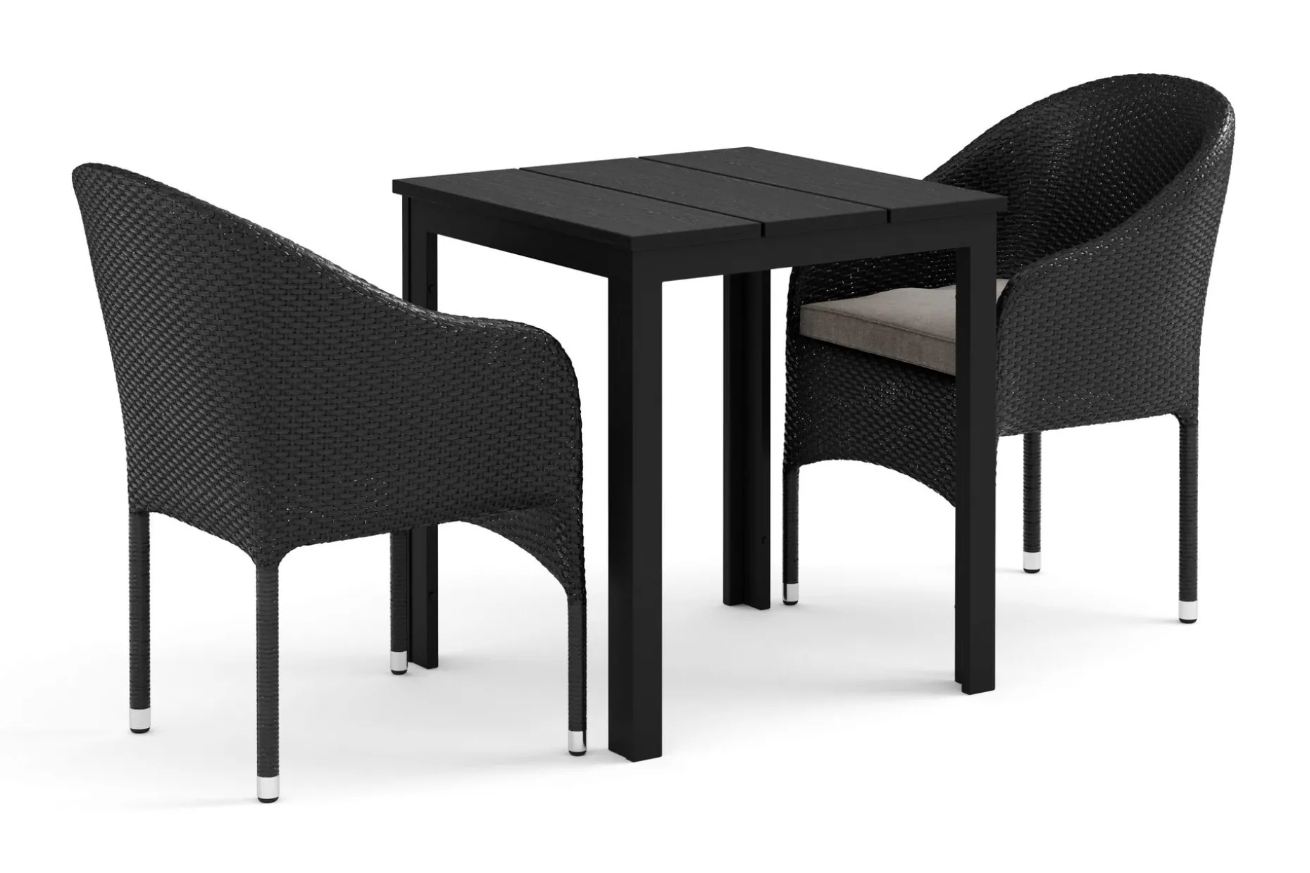 Tunis utendørs kafésett 70x70 cm med 2 Thor-lenestoler