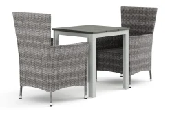 Tunis utendørs kafésett 70x70 cm med 2 Thor utendørs lenestoler