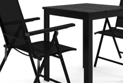 Tunis utendørs kafésett 70x70 cm med 2 Sanna posisjonsstoler