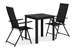 Tunis utendørs kafésett 70x70 cm med 2 Sanna posisjonsstoler