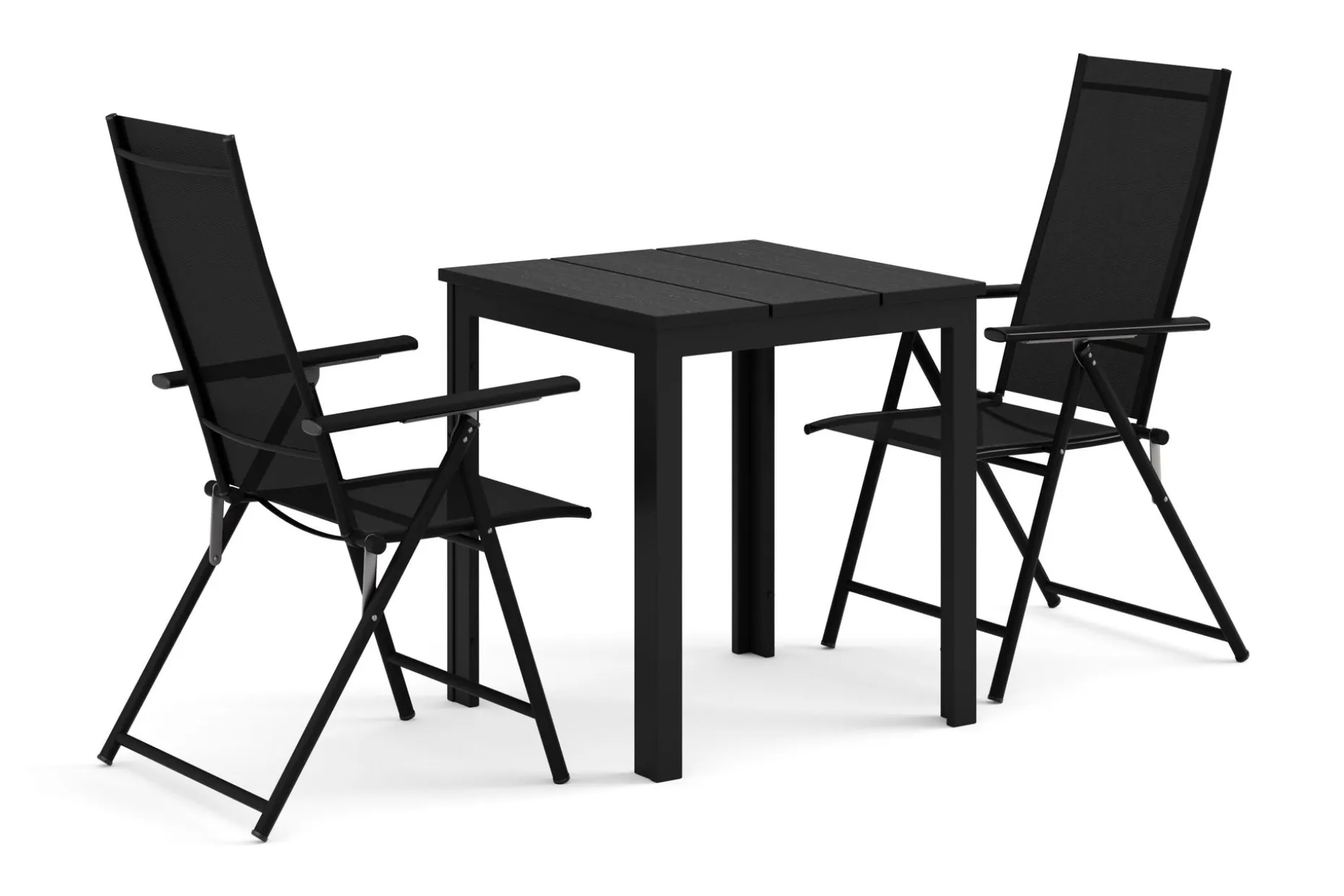 Tunis utendørs kafésett 70x70 cm med 2 Sanna posisjonsstoler