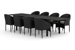 Tunis utendørs spisegruppe, uttrekkbar 205/305x90 cm med 8 Thor lenestoler