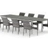 Tunis utendørs spisegruppe uttrekkbar 205/305x90 cm med 8 Thor Light utendørs lenestoler