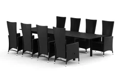 Tunis utendørs spisegruppe uttrekkbar 205/305x90 cm med 8 Jenny spisestoler