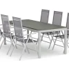 Tunis utendørs spisegruppe, uttrekkbar 205/305x90 cm med 6 Maggie regulerbare stoler