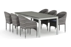 Tunis utendørs spisegruppe uttrekkbar 205/305x90 cm med 6 Thor lenestoler