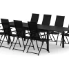Tunis utendørs spisegruppe, uttrekkbar 205/305x90 cm med 8 Sanna regulerbare stoler