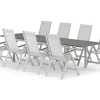 Tunis utendørs spisegruppe uttrekkbar 205/305x90 cm med 6 Sanna regulerbare stoler