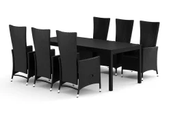 Tunis utendørs spisegruppe uttrekkbar 205/305x90 cm med 6 Jenny spisestoler