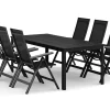 Tunis utendørs spisegruppe 205x90 cm med 6 Monaco Light regulerbare stoler