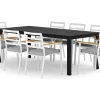 Tunis utendørs spisegruppe 205x90 cm med 8 Oliver armstoler med pute