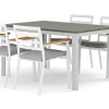 Tunis utendørs spisegruppe 140x90 cm med 4 Oliver karmstoler med pute