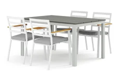 Tunis utendørs spisegruppe 140x90 cm med 4 Oliver karmstoler med pute