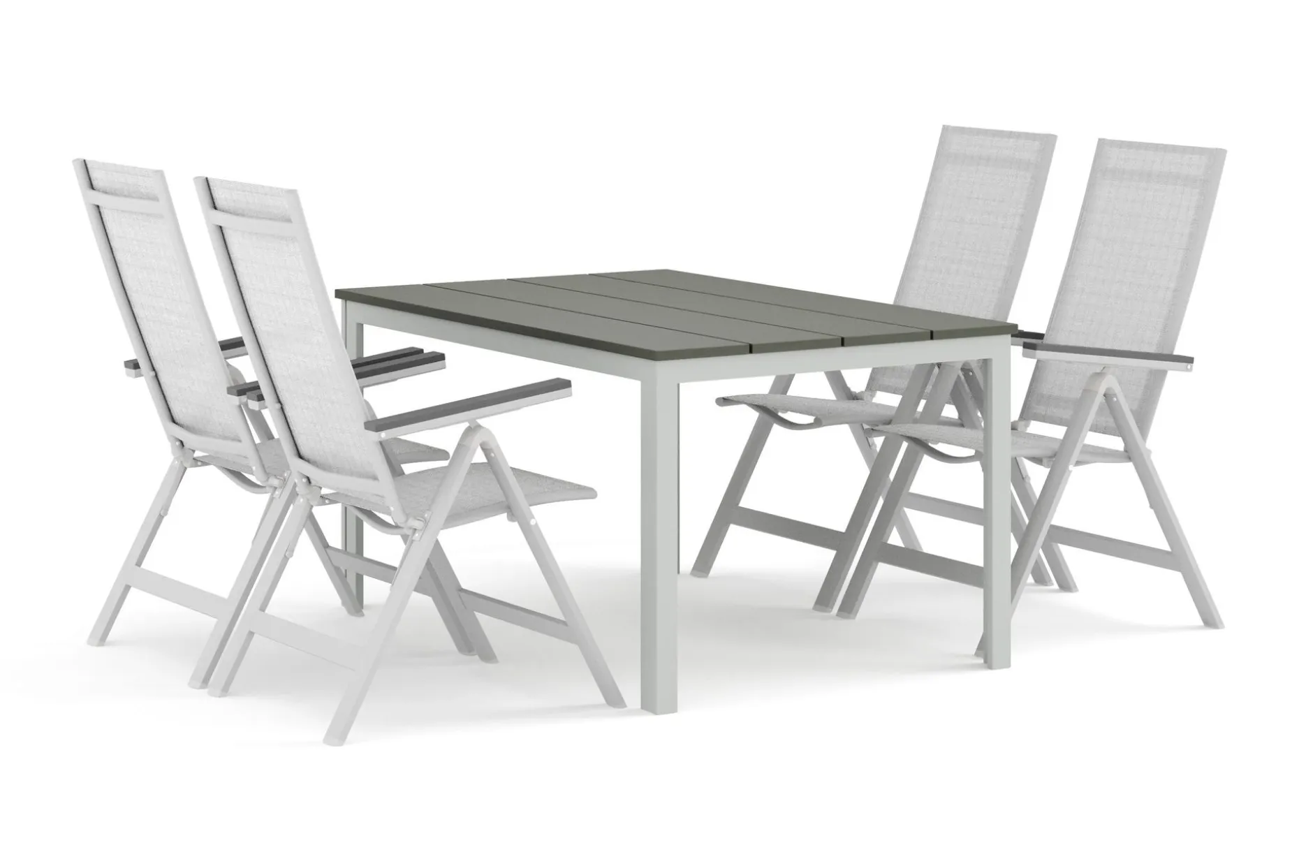 Tunis utendørs spisegruppe 140x90 cm med 4 Monaco Light posisjonsstoler