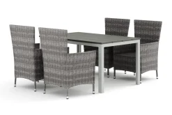 Tunis utendørs spisegruppe 140x90 cm med 4 Thor hagelenestoler