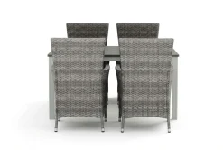Tunis utendørs spisegruppe 140x90 cm med 4 Thor hagelenestoler