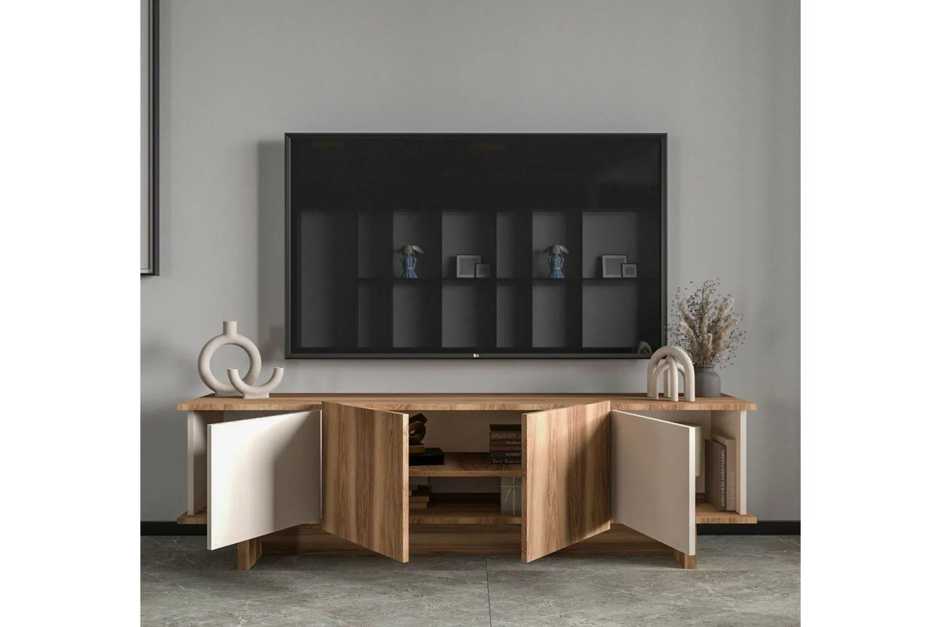 TV-bord Diannare Beige / Valnøtt