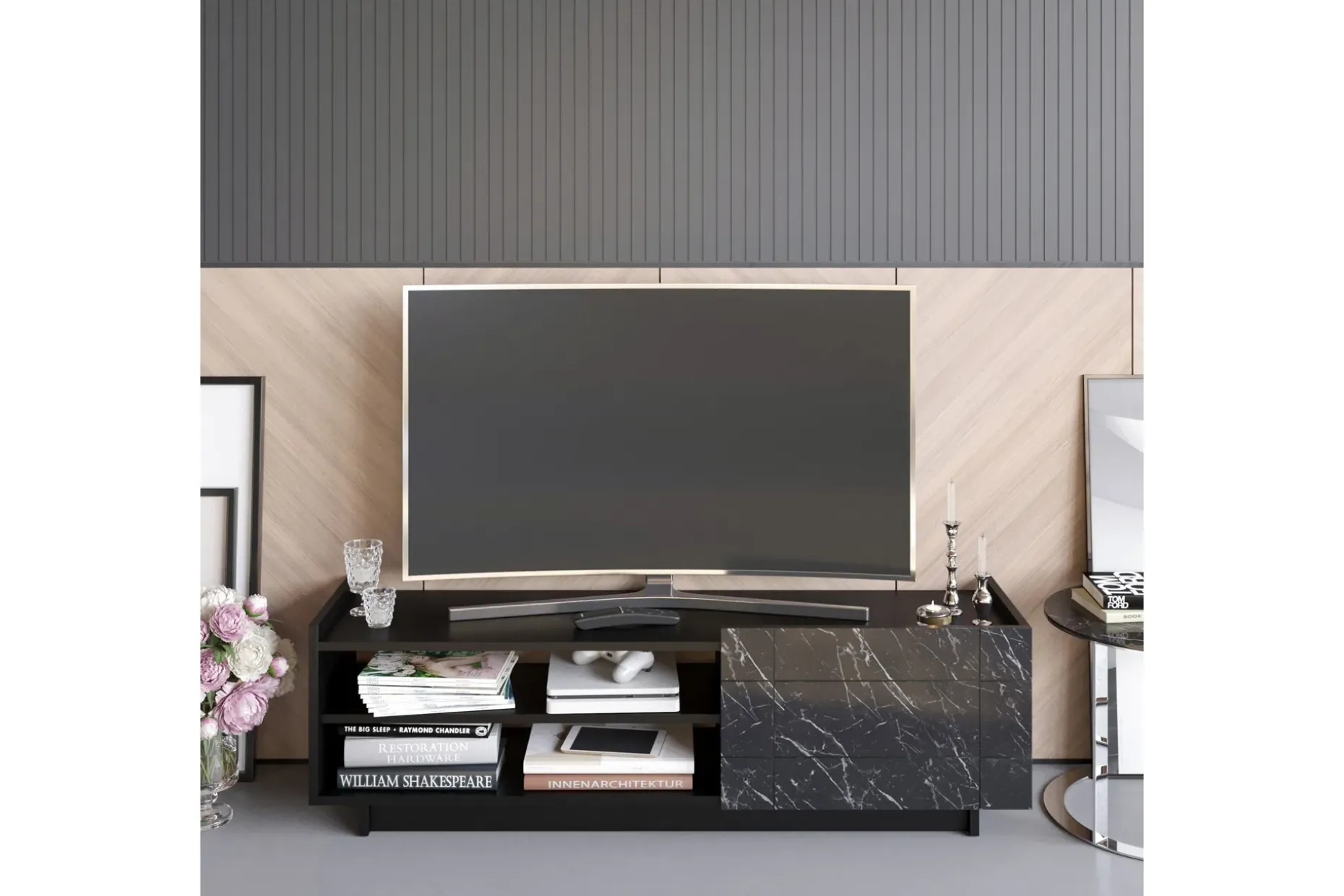 Ulica TV-benk 140 cm Dør + 3 hyller