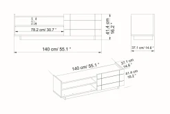 Ulica TV-benk 140 cm Dør + 3 hyller