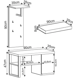 Uniqo Hallstativsett 35x90x35 cm