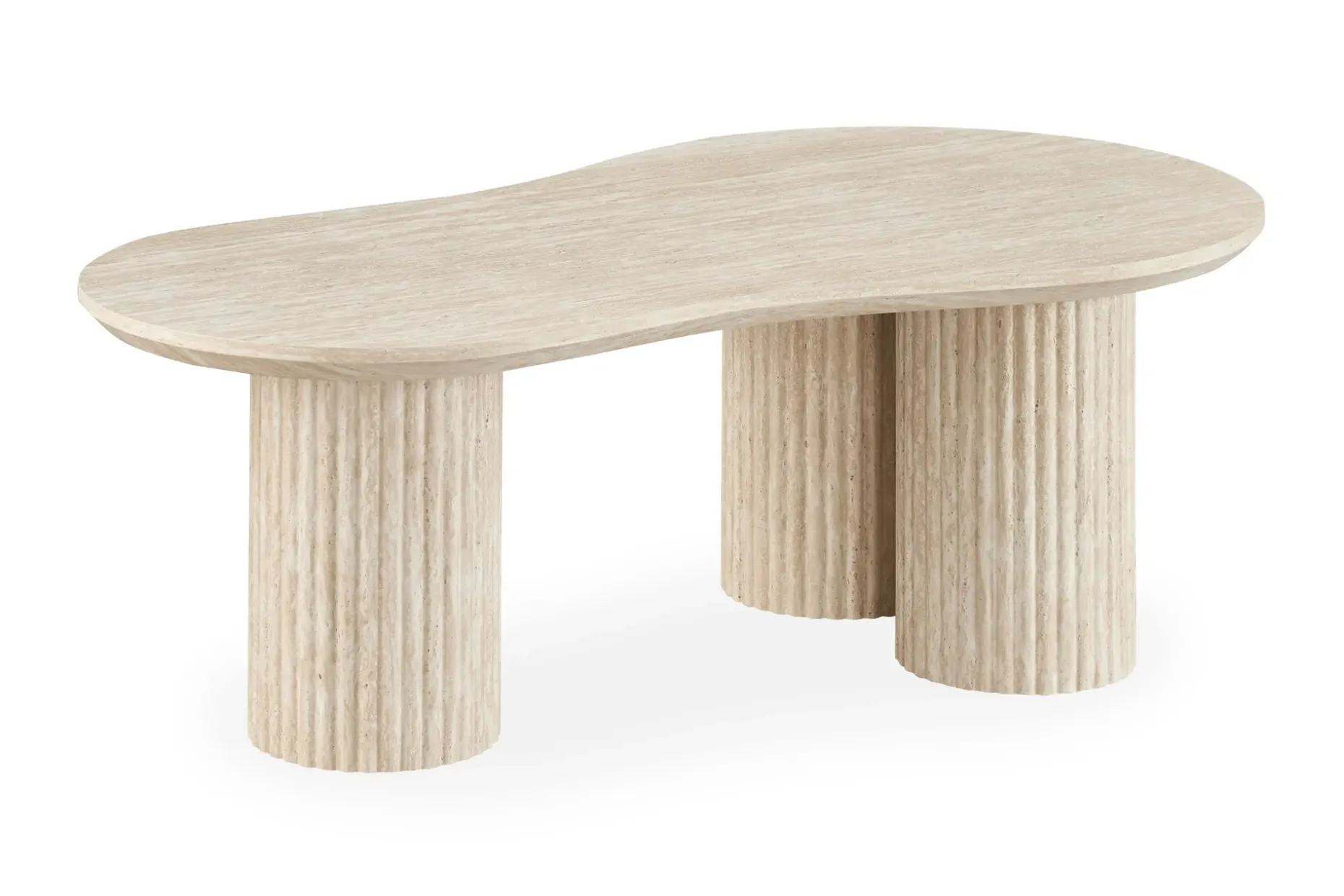 Uppveda Asymmetrisk Sofabord Travertin Utseende 130x70 cm