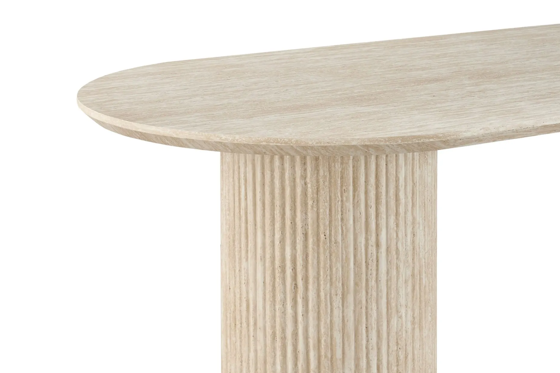 Uppveda Ovalt Spisebord 180x90 cm Travertin Utseende