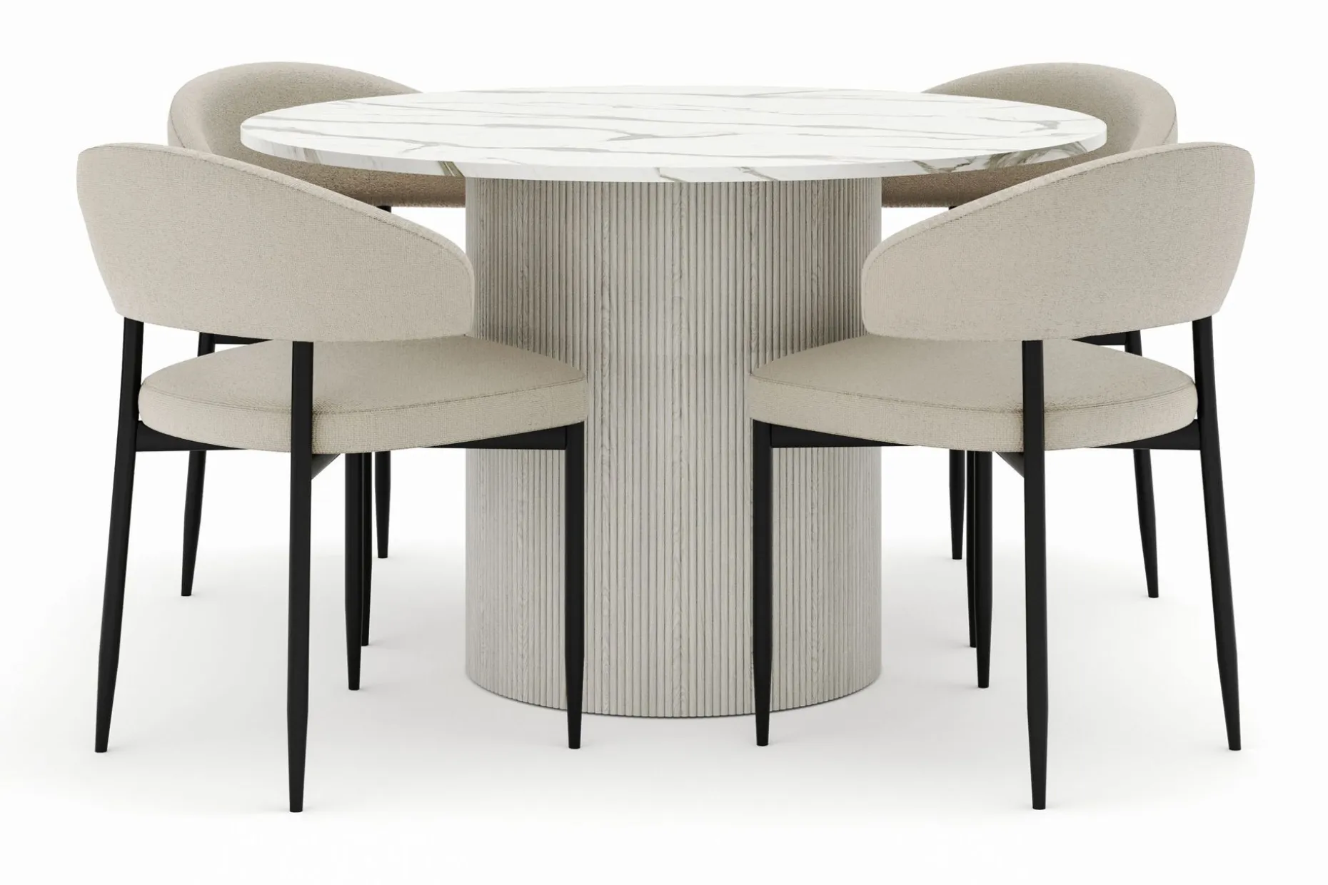 Uppveda Rundt Spisebord 120 cm med 4 Sawako Stoler
