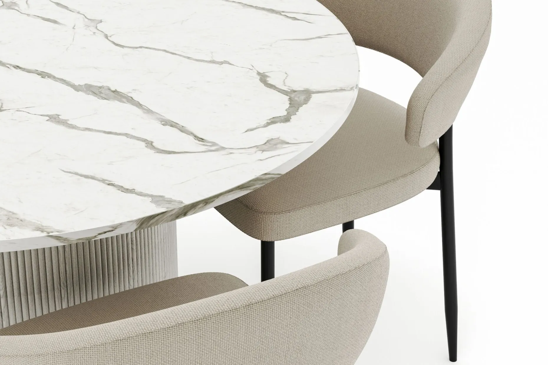 Uppveda Rundt Spisebord 120 cm med 4 Sawako Stoler