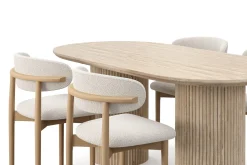 Uppveda Spisebord med travertin-look med 4 stk Jaiveer Spisestoler