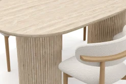 Uppveda Spisebord med travertin-look med 4 stk Jaiveer Spisestoler