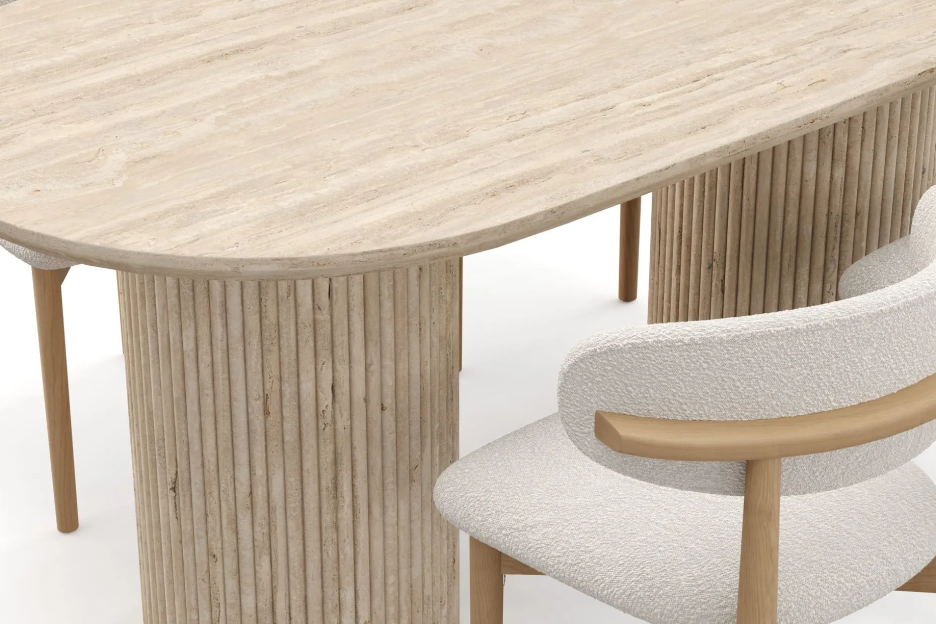 Uppveda Spisebord med travertin-look med 4 stk Jaiveer Spisestoler